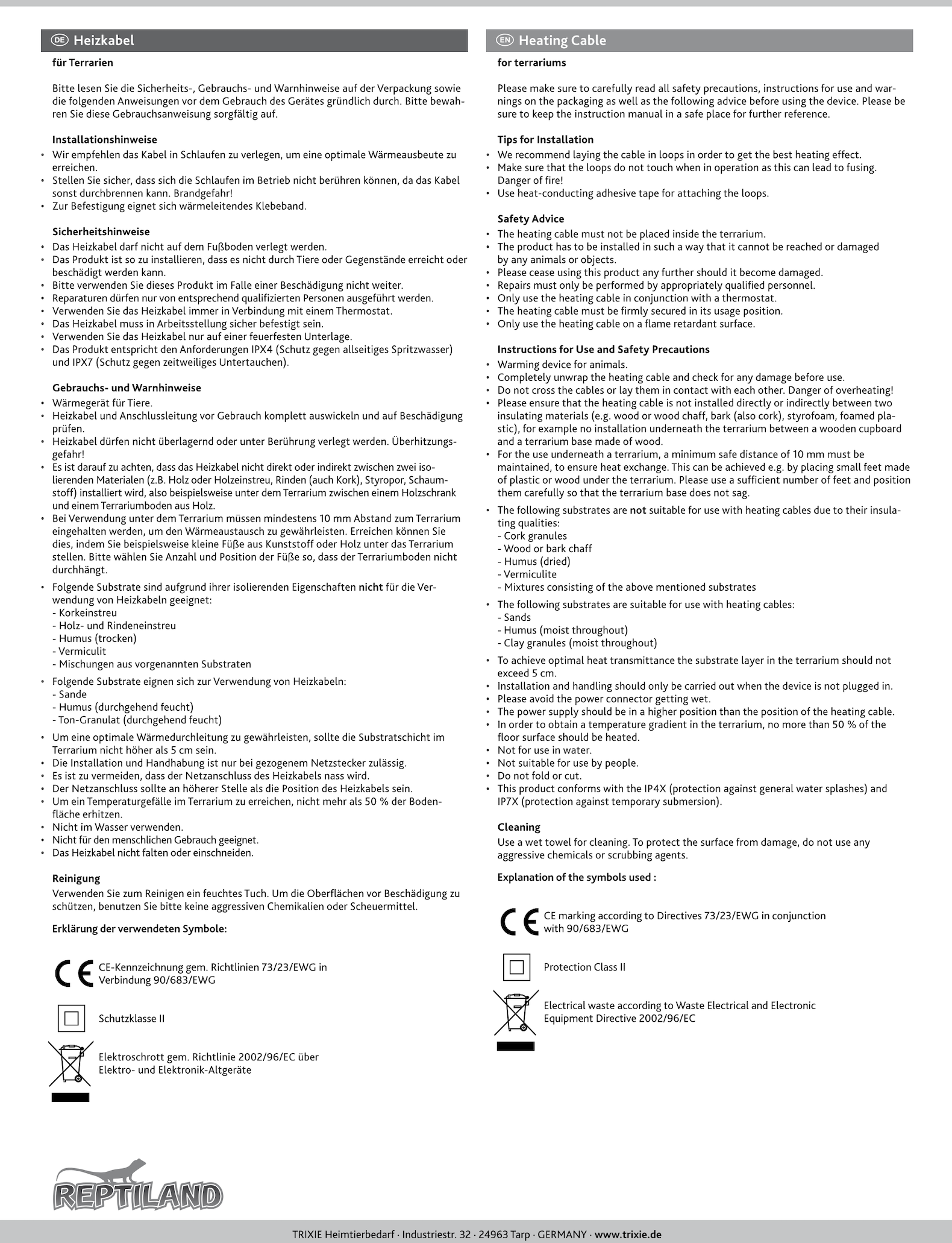 Anleitung Heizkabel 76080, 76081, 76082