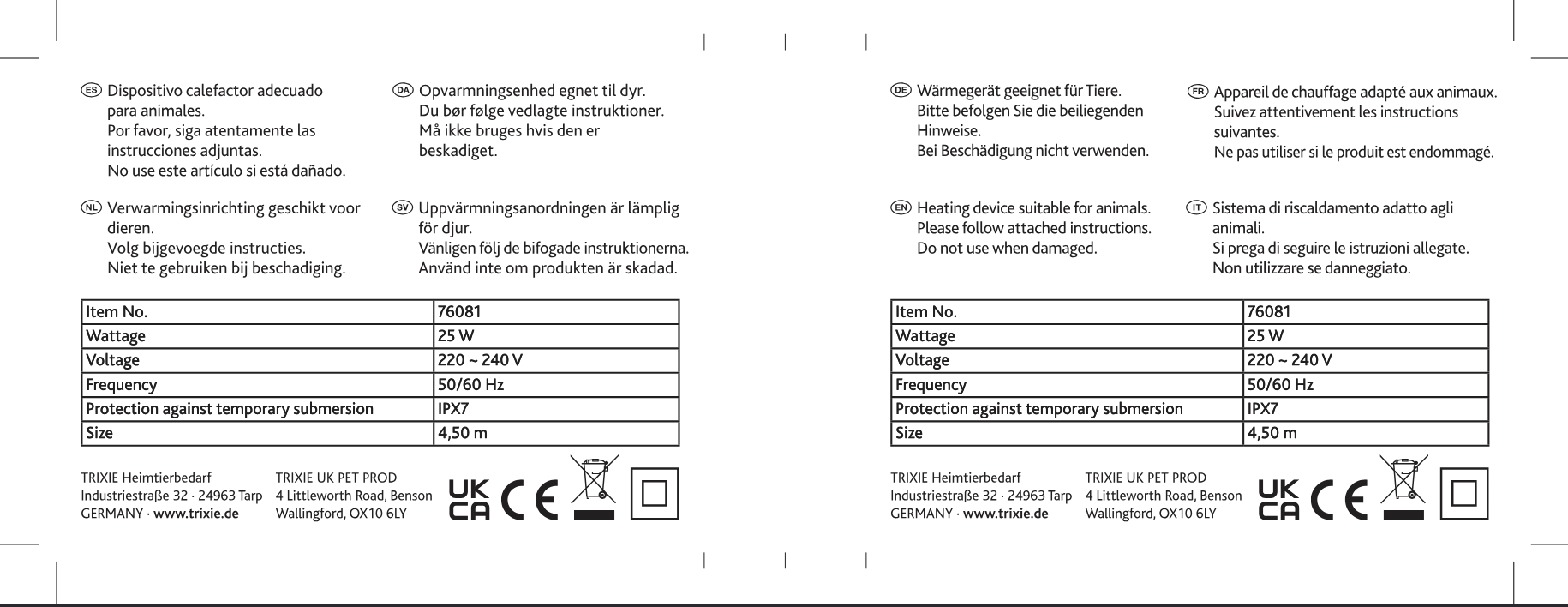 Information Heizkabel 76081