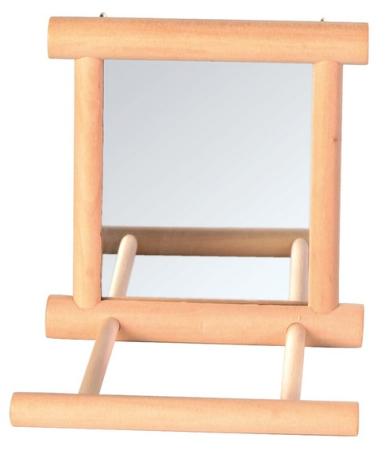 Spiegel mit Holzrahmen für Kanarien / Sittiche / Finken
