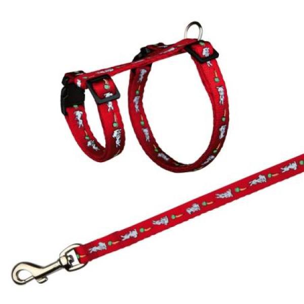 geschirr mit leine kaninchen rot